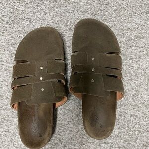 Free People Brown Suede Slide Sandals